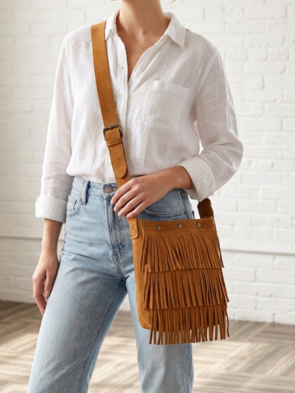 Vtg Minnetonka brown suede fringed hippie boho festival purse